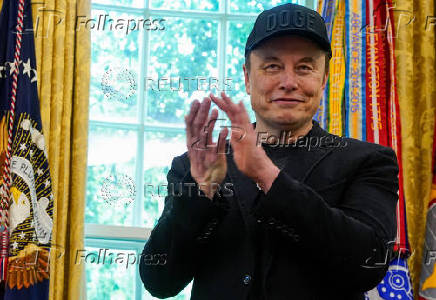 U.S. President Donald Trump and Elon Musk attend a press conference at the White House