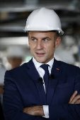 French President Macron visits reinstallation site of Olympic cauldron in Paris