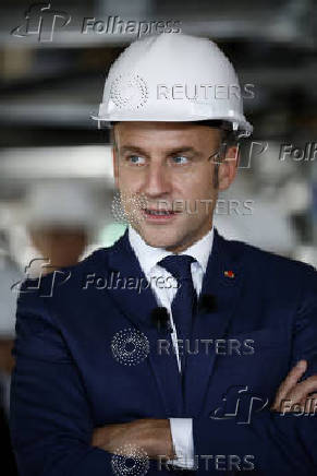 French President Macron visits reinstallation site of Olympic cauldron in Paris