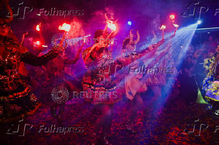 Bolivians celebrate the Gran Poder parade, in La Paz