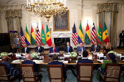 U.S. President Donald Trump meets with leaders of Gabon, Guinea-Bissau, Liberia, Mauritania, and Senegal at the White House in Washington
