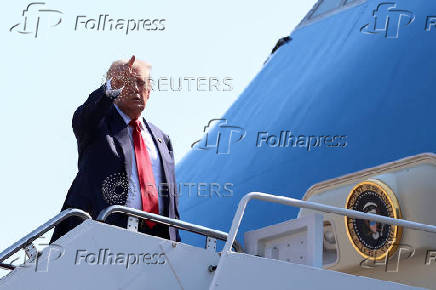 U.S. President Donald Trump departs for Scotland