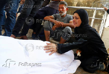 Funeral of Palestinians killed in Israeli fire while seeking aid on Wednesday, in Gaza City