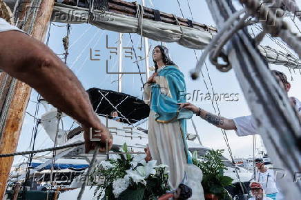 Traditional Feast of the Assumption procession along the port of Nice