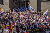 Manifestantes realizam protesto contra a Reforma Trabalhista, em São Paulo