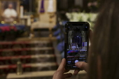People visit St. Patrick's Cathedral to pay their respects to the late Pope Francis