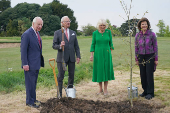 Britain's King Charles and Queen Camilla are joined by King Carl XVI Gustaf and Queen Silvia of Sweden, to plant a Swedish oak tree in the Home Park of Windsor Castle