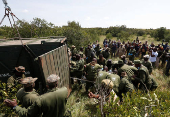 KWS rangers translocate endangered black rhinos from the Ol Pejeta Conservancy to establish a new breeding population at the Segera Conservancy in Laikipia
