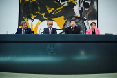 Merz, Klingbeil and Soeder attend a press conference at the chancellery in Berlin