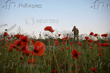 Ukrainian serviceman is seen on a front line in Zaporizhzhia region