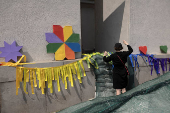 Kyiv Pride LGBTQI+ event outside foreign ministry building in Kyiv