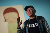 Japanese artist Yoshitomo Nara attends the largest European retrospective of his work in London