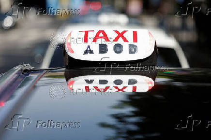 French taxi drivers protest near the Bercy Economy and Finance Ministry Paris