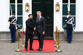 Dutch Prime Minister Dick Schoof meets with Ukrainian President Volodymyr Zelenskiy on the sidelines of a NATO Summit, in The Hague