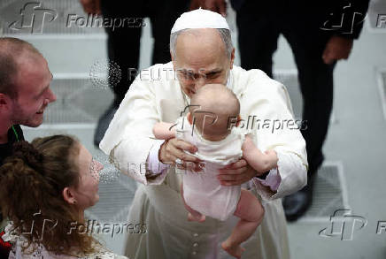 Pope Leo XIV holds the weekly general audience in the Paul VI Hall at the Vatican
