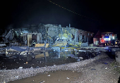 Aftermath of a Russian drone strike in Kharkiv