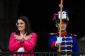 Ecuador's President Daniel Noboa attends a military change of guard ceremony in Quito