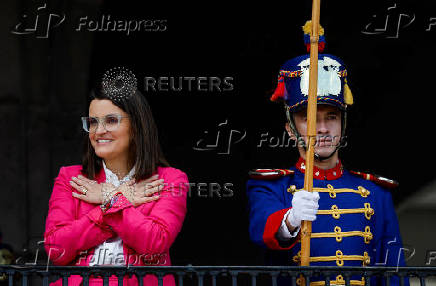 Ecuador's President Daniel Noboa attends a military change of guard ceremony in Quito