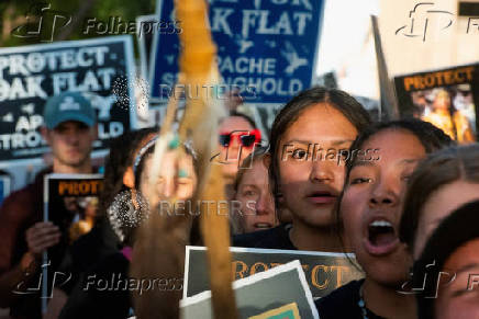 Protest to stop the sale of Oak Flat, land considered sacred by the Apache, to Resolution Copper in Phoenix, Arizona