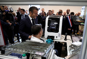 French President Macron inaugurates EssilorLuxottica laboratory in Wissous
