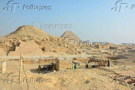 Saqqara Saite Tombs Project excavation area, overlooking the pyramid of Unas