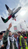 Demonstration to show solidarity with Palestinians and to condemn U.S. strikes in Yemen, in Sanaa