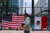 Protest outside the U.S. Embassy in Mexico City in support of the L.A. protests