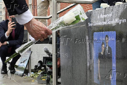 German Foreign Minister Wadephul lays flowers in honor of shooting victims Israeli Embassy workers Lischinsky and Milgrim in Washington