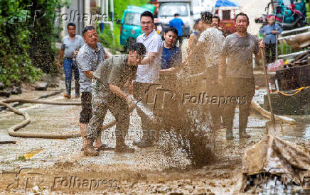 Aftermath of a flood in Congjiang county, Guizhou