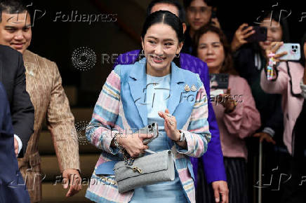 Thailand?s Minister of Culture Paetongtarn Shinawatra reacts after a cabinet meeting at the Government House in Bangkok