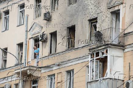 Aftermath of what authorities said was Ukrainian drone attack, in Voronezh