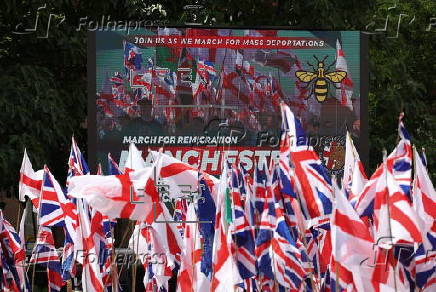 Britain First group hold 'March for Remigration' in Manchester