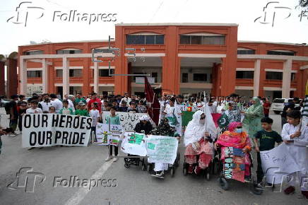 People protest against India in Peshawar