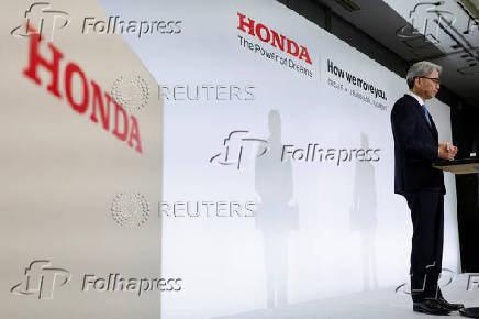 Honda CEO Toshihiro Mibe attends a business briefing in Tokyo