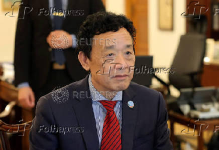 Qu Dongyu, Director-General of the Food and Agriculture Organization of the United Nations (FAO), attends a meeting with Cypriot President Nikos Christodoulides at the Presidential Palace in Nicosia