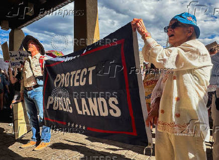 Demonstration against the proposed sale of public lands, in Santa Fe, New Mexico