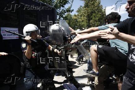University students clash with police near Athens