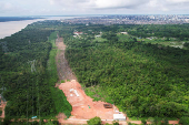 Avenida Liberdade road construction ahead of COP30 summit, in Belem
