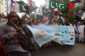 Supporters of Mutahida Qabail Federation protest against India in Quetta