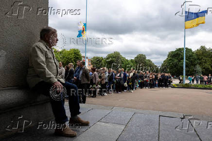 Funeral of the Tamara, Stanislav and Roman Martyniuk who were killed in a Russian missile strike in Korostyshiv