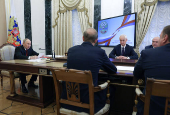 Russia's President Putin chairs a meeting with senior officials and military commanders in Moscow