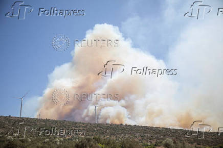 A wildfire burns in Izmir Province