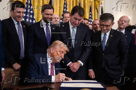 Signing ceremony for cryptocurrency legislation at the White House in Washington