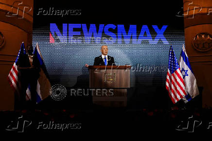 Israeli Prime Minister Benjamin Netanyahu attends the U.S. Independence Day reception, hosted by Newsmax, in Jerusalem