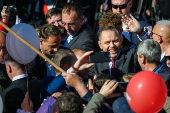 Polish presidential candidate Karol Nawrocki campaigns in Domostawa