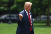 U.S. President Donald Trump arrives at the White House on Marine One from Camp David, in Washington