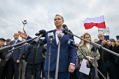 Polish presidential candidate Karol Nawrocki campaigns in Radzymin