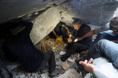 Aftermath of an Israeli strike on a house in Jabalia, in the northern Gaza Strip