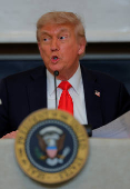 U.S. President Trump participates in a roundtable discussion with the Fraternal Order of Police at the White House
