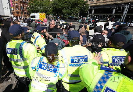 Britain First group hold 'March for Remigration' in Manchester